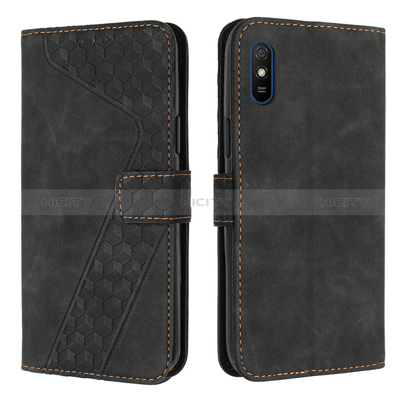 Handytasche Stand Schutzhülle Flip Leder Hülle H04X für Xiaomi Redmi 9A Schwarz