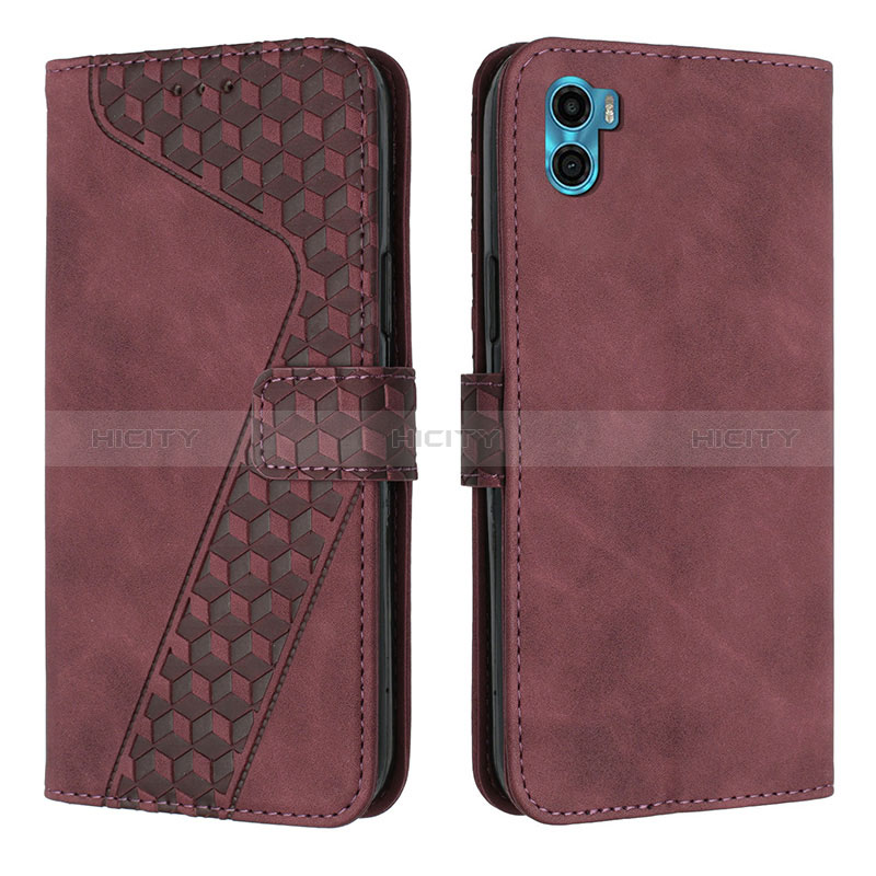 Handytasche Stand Schutzhülle Flip Leder Hülle H05X für Motorola Moto E32 India Rot Plus