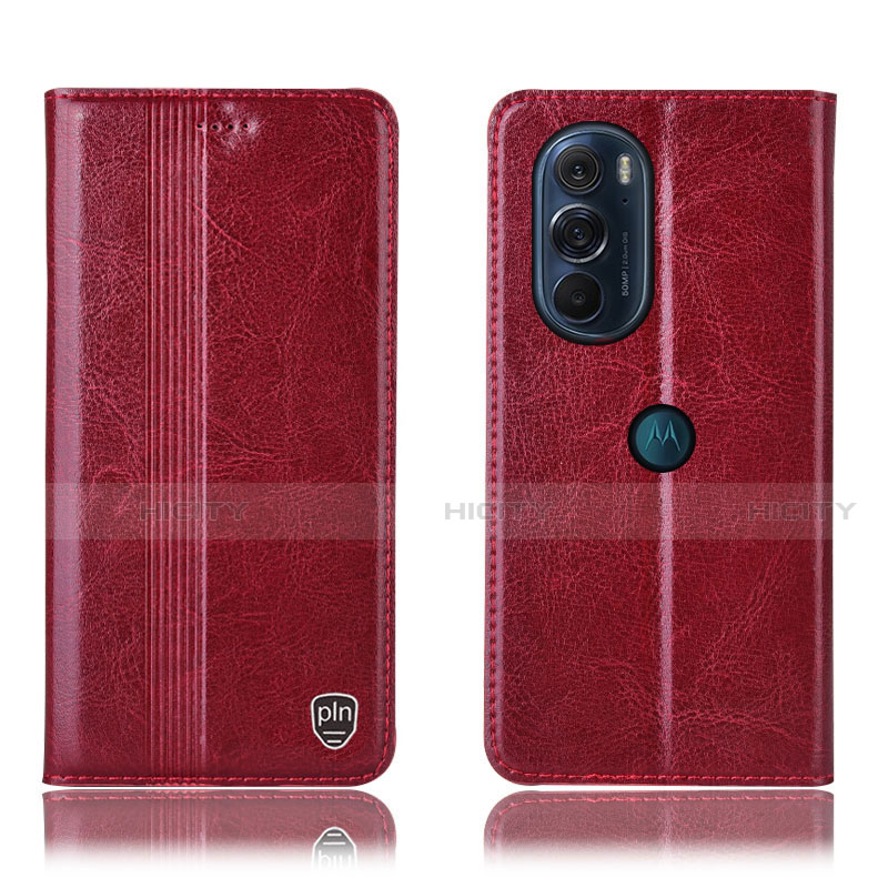 Handytasche Stand Schutzhülle Flip Leder Hülle H06P für Motorola Moto Edge 30 Pro 5G Rot Plus