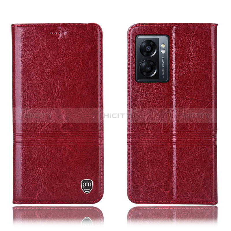 Handytasche Stand Schutzhülle Flip Leder Hülle H06P für Oppo A56S 5G Rot Plus