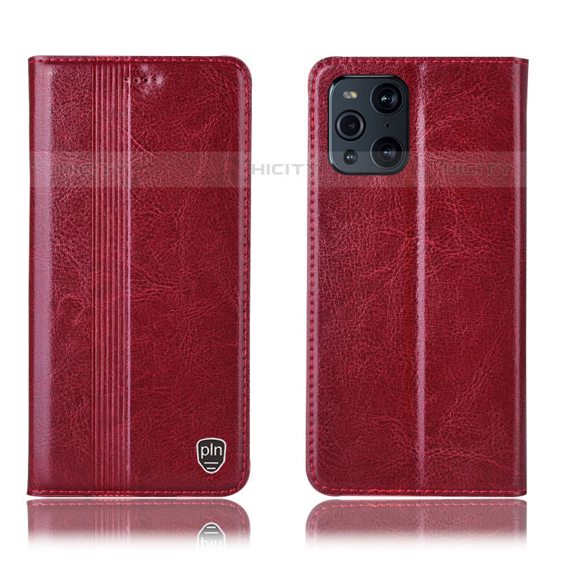 Handytasche Stand Schutzhülle Flip Leder Hülle H06P für Oppo Find X3 Pro 5G Rot