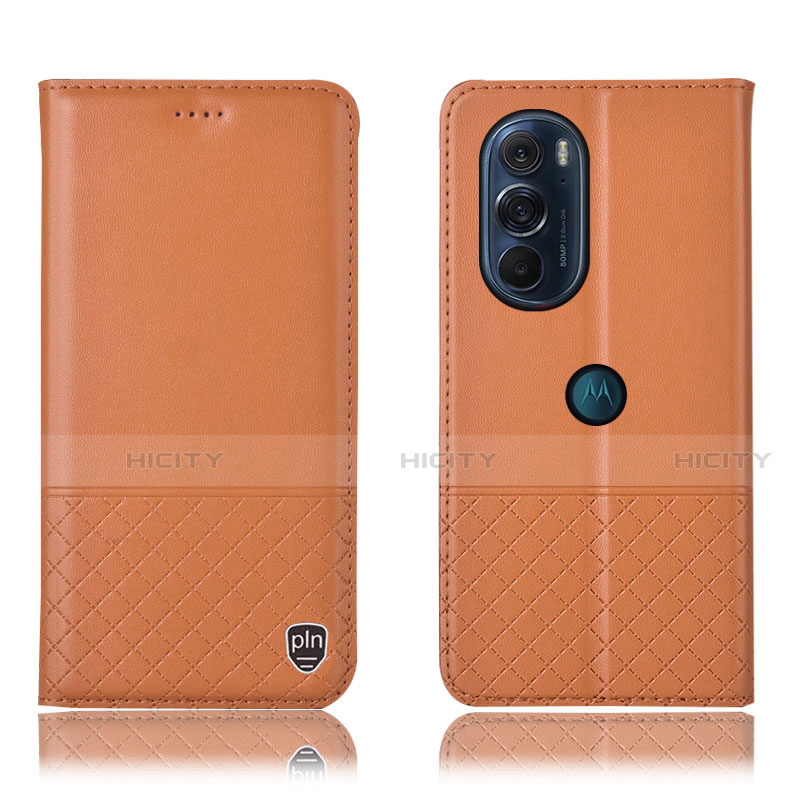 Handytasche Stand Schutzhülle Flip Leder Hülle H07P für Motorola Moto Edge 30 Pro 5G Orange Plus