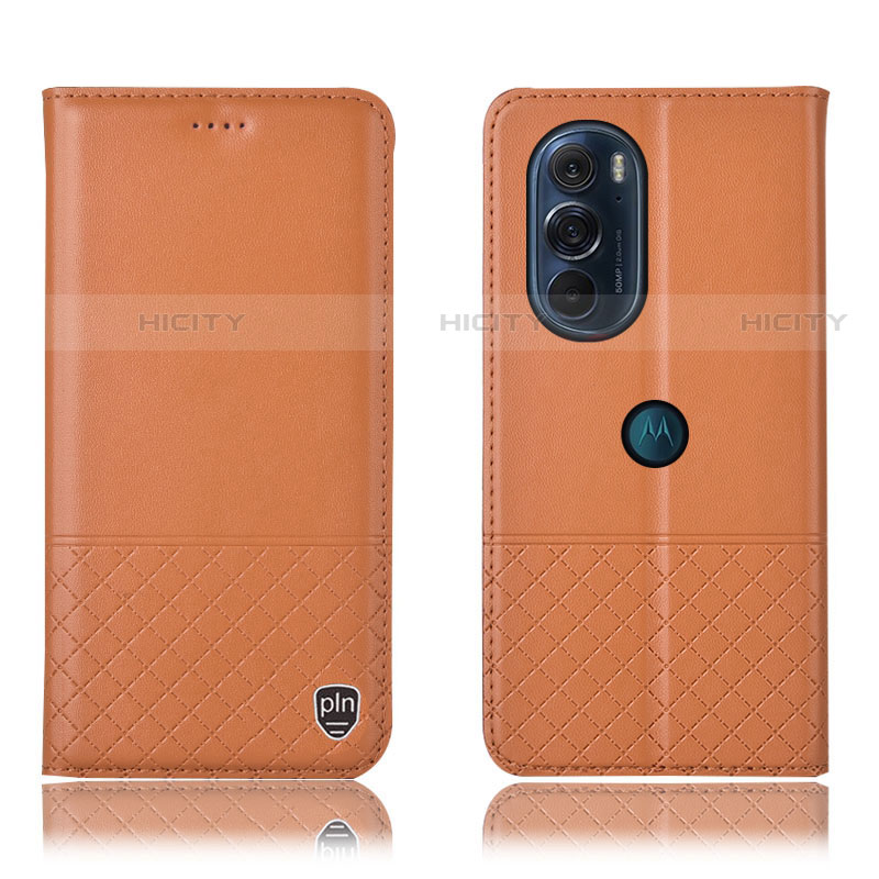 Handytasche Stand Schutzhülle Flip Leder Hülle H07P für Motorola Moto Edge Plus (2022) 5G Orange Plus