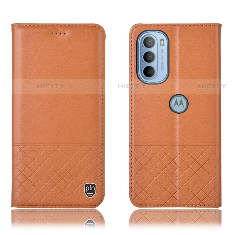 Handytasche Stand Schutzhülle Flip Leder Hülle H07P für Motorola Moto G31 Orange