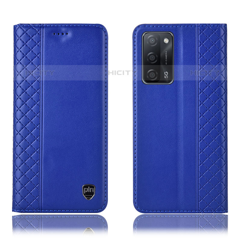 Handytasche Stand Schutzhülle Flip Leder Hülle H07P für Oppo A55 5G Blau