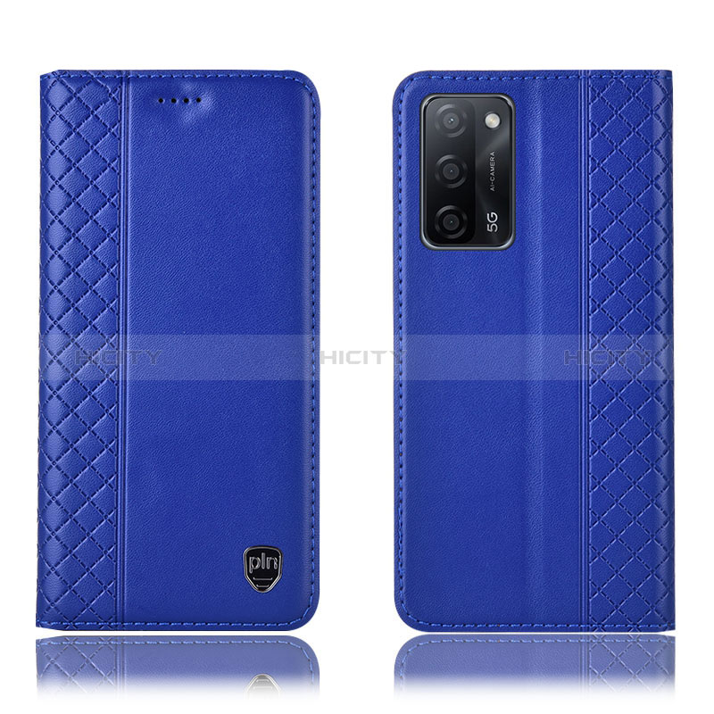 Handytasche Stand Schutzhülle Flip Leder Hülle H07P für Oppo A56 5G Blau