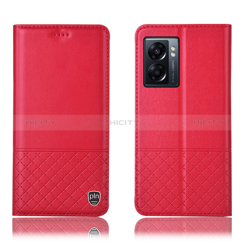 Handytasche Stand Schutzhülle Flip Leder Hülle H07P für Oppo A56S 5G Rot Plus