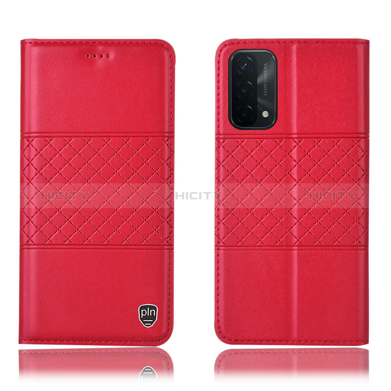 Handytasche Stand Schutzhülle Flip Leder Hülle H07P für Oppo A74 5G Rot Plus