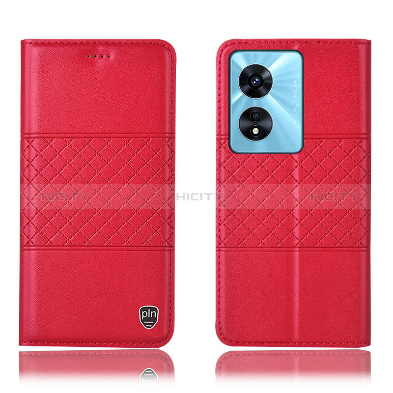 Handytasche Stand Schutzhülle Flip Leder Hülle H07P für Oppo A78 4G Rot