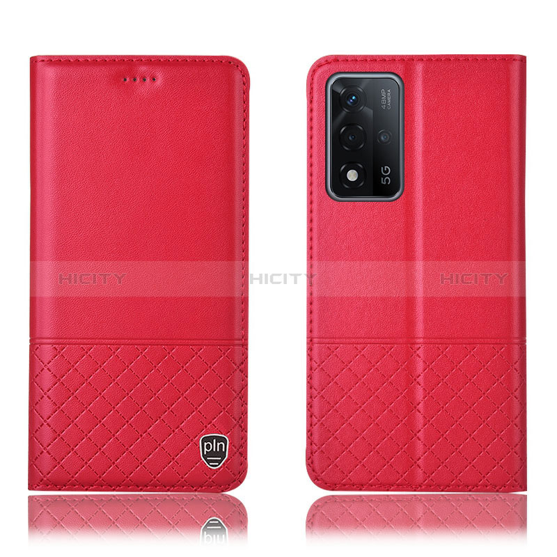 Handytasche Stand Schutzhülle Flip Leder Hülle H07P für Oppo A93s 5G Rot