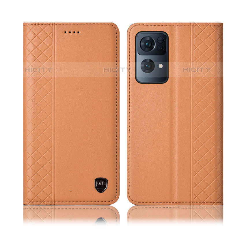 Handytasche Stand Schutzhülle Flip Leder Hülle H07P für Oppo Reno7 Pro 5G Orange