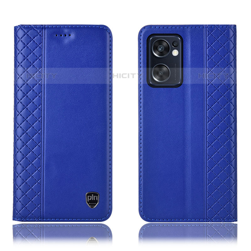 Handytasche Stand Schutzhülle Flip Leder Hülle H07P für Oppo Reno7 SE 5G Blau