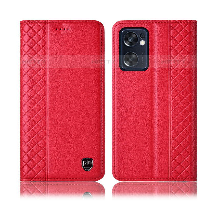 Handytasche Stand Schutzhülle Flip Leder Hülle H07P für Oppo Reno7 SE 5G Rot