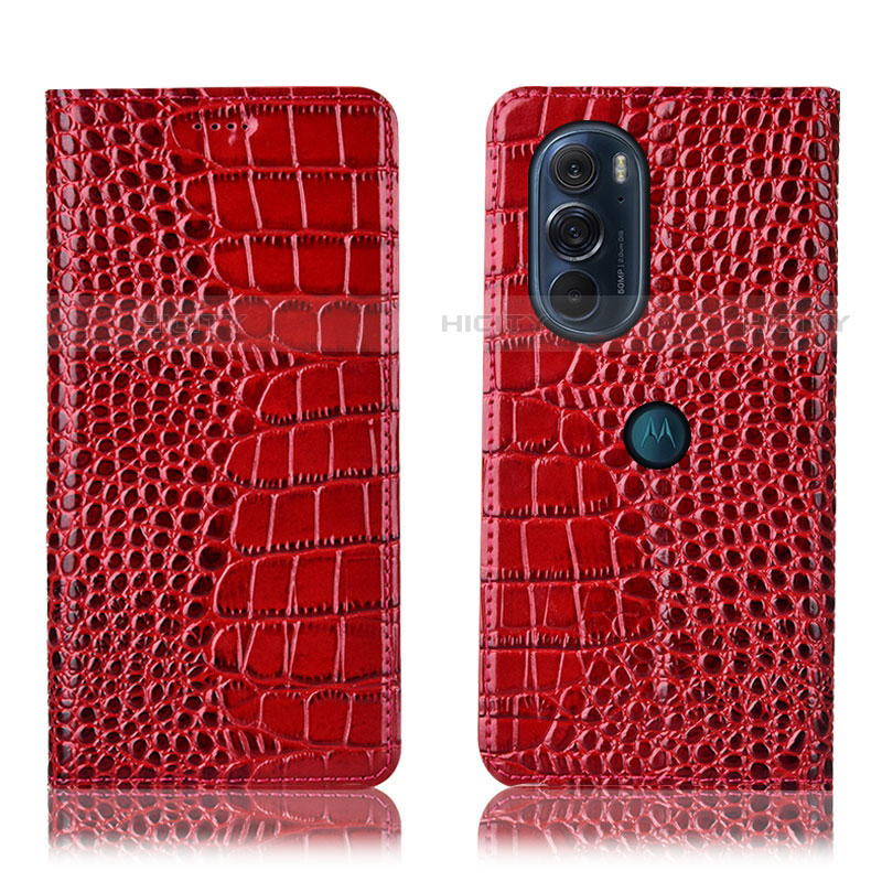 Handytasche Stand Schutzhülle Flip Leder Hülle H08P für Motorola Moto Edge Plus (2022) 5G Rot