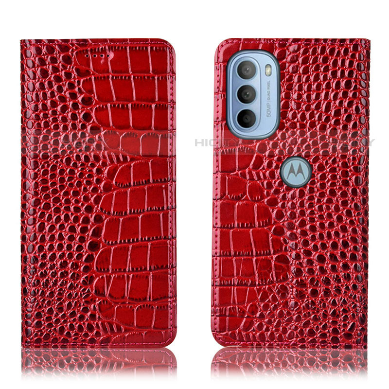 Handytasche Stand Schutzhülle Flip Leder Hülle H08P für Motorola Moto G41 Rot