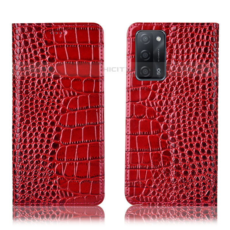 Handytasche Stand Schutzhülle Flip Leder Hülle H08P für Oppo A53s 5G Rot