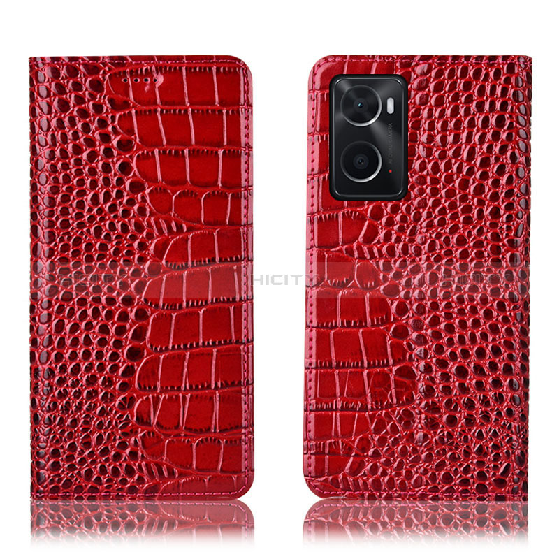 Handytasche Stand Schutzhülle Flip Leder Hülle H08P für Oppo A76 Rot