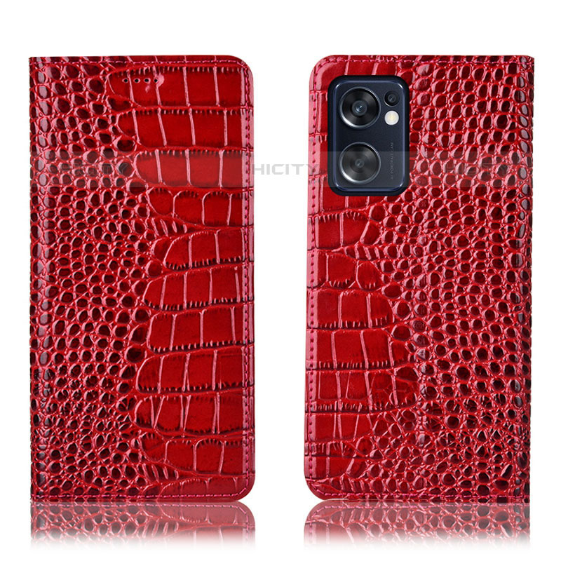 Handytasche Stand Schutzhülle Flip Leder Hülle H08P für Oppo Reno7 SE 5G Rot