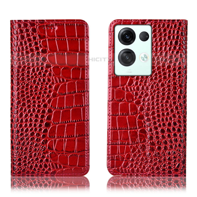 Handytasche Stand Schutzhülle Flip Leder Hülle H08P für Oppo Reno8 Pro 5G Rot