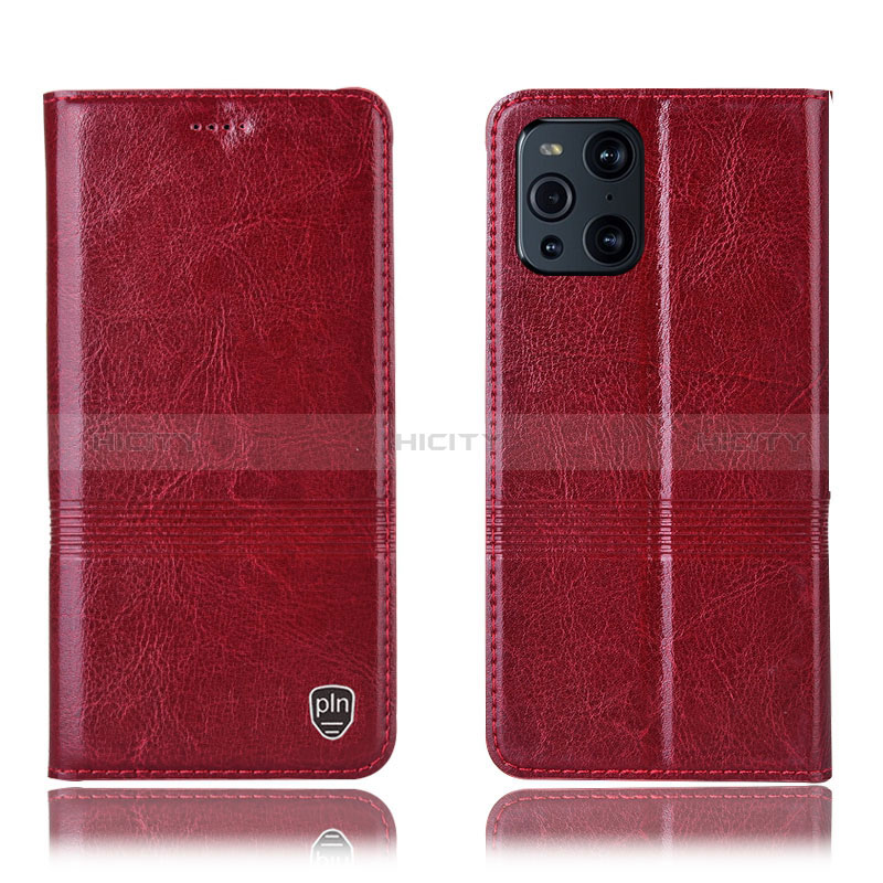 Handytasche Stand Schutzhülle Flip Leder Hülle H09P für Oppo Find X3 5G Rot