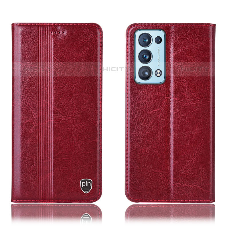 Handytasche Stand Schutzhülle Flip Leder Hülle H09P für Oppo Reno6 Pro 5G Rot