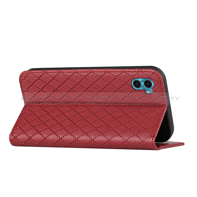 Handytasche Stand Schutzhülle Flip Leder Hülle H09X für Motorola Moto E32 India