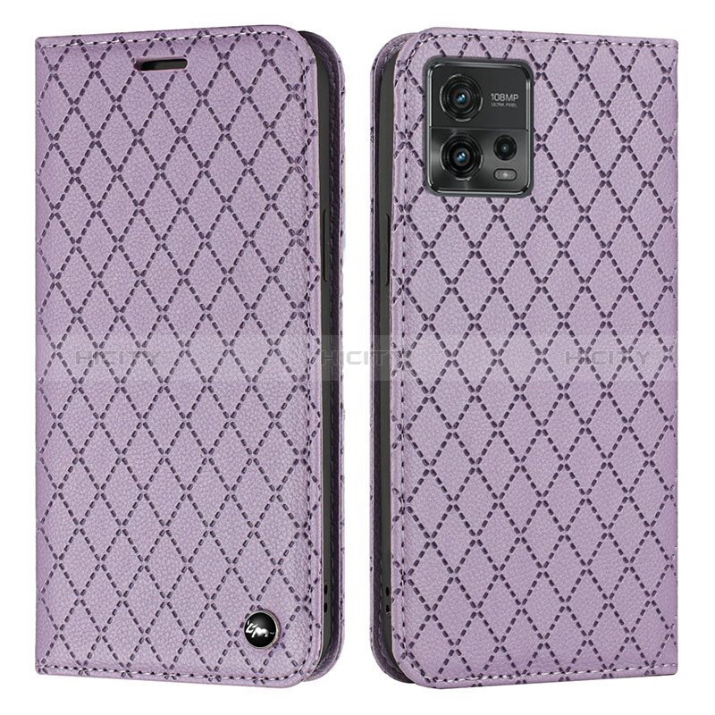 Handytasche Stand Schutzhülle Flip Leder Hülle H09X für Motorola Moto G72 Violett