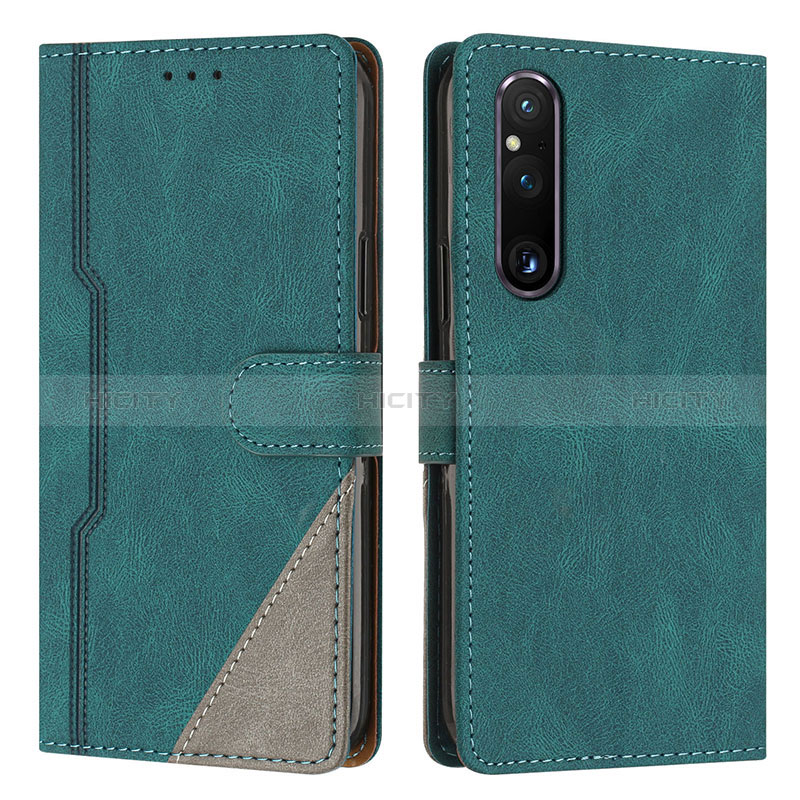 Handytasche Stand Schutzhülle Flip Leder Hülle H09X für Sony Xperia 1 V Grün