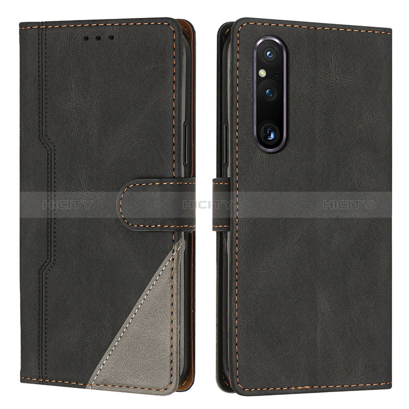 Handytasche Stand Schutzhülle Flip Leder Hülle H09X für Sony Xperia 1 V Schwarz