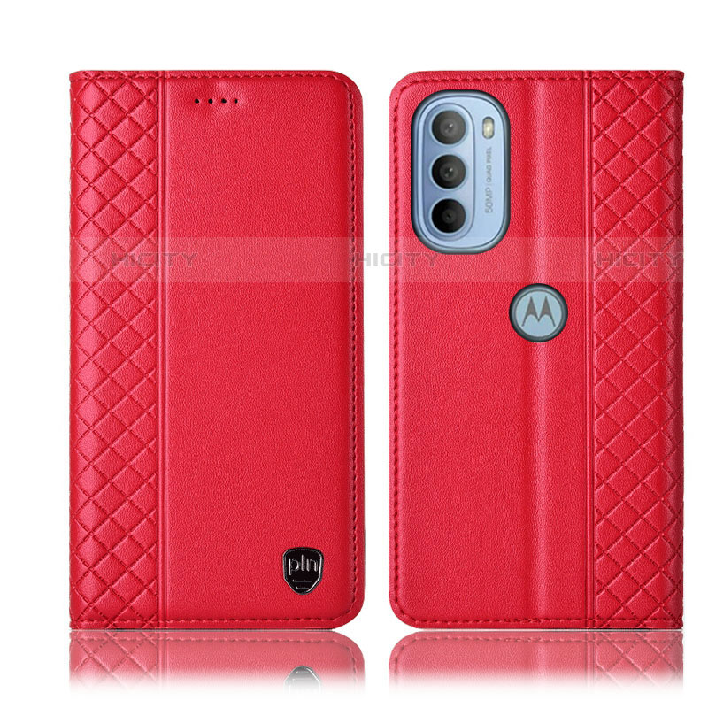 Handytasche Stand Schutzhülle Flip Leder Hülle H10P für Motorola Moto G31 Rot Plus