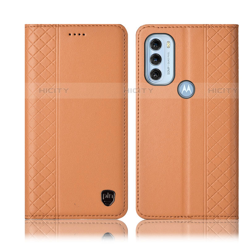 Handytasche Stand Schutzhülle Flip Leder Hülle H10P für Motorola Moto G71 5G Orange