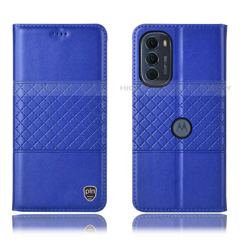 Handytasche Stand Schutzhülle Flip Leder Hülle H10P für Motorola Moto G71s 5G Blau