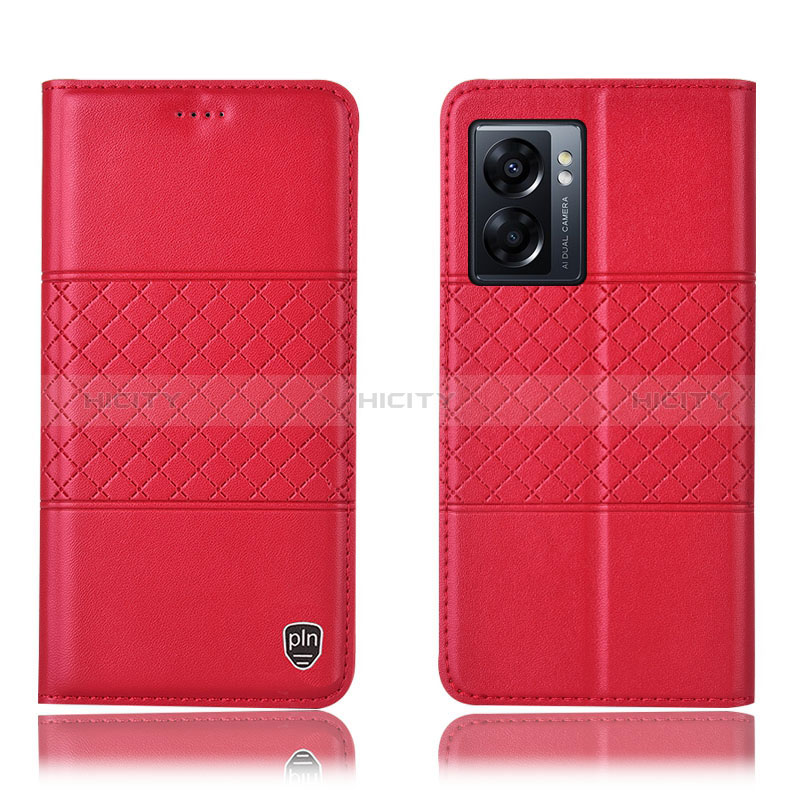 Handytasche Stand Schutzhülle Flip Leder Hülle H10P für Oppo A56S 5G Rot Plus