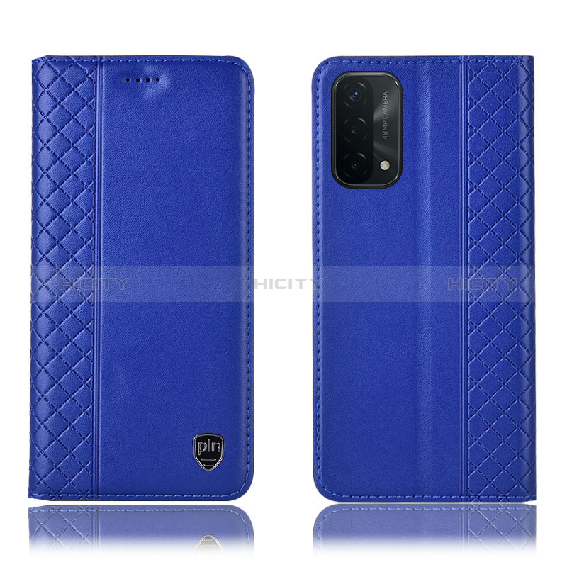 Handytasche Stand Schutzhülle Flip Leder Hülle H10P für Oppo A74 5G Blau