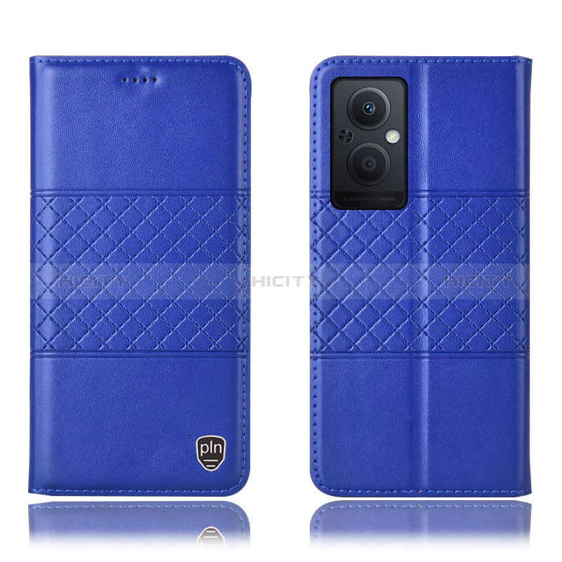 Handytasche Stand Schutzhülle Flip Leder Hülle H10P für Oppo A96 5G Blau Plus