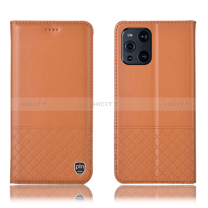 Handytasche Stand Schutzhülle Flip Leder Hülle H10P für Oppo Find X3 5G Orange Plus