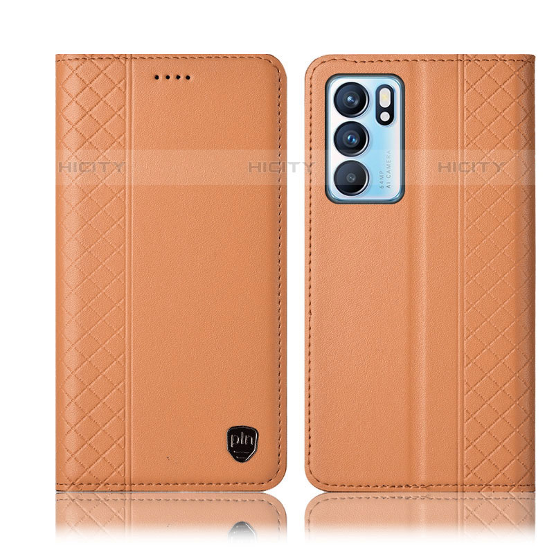 Handytasche Stand Schutzhülle Flip Leder Hülle H10P für Oppo Reno6 5G Orange Plus