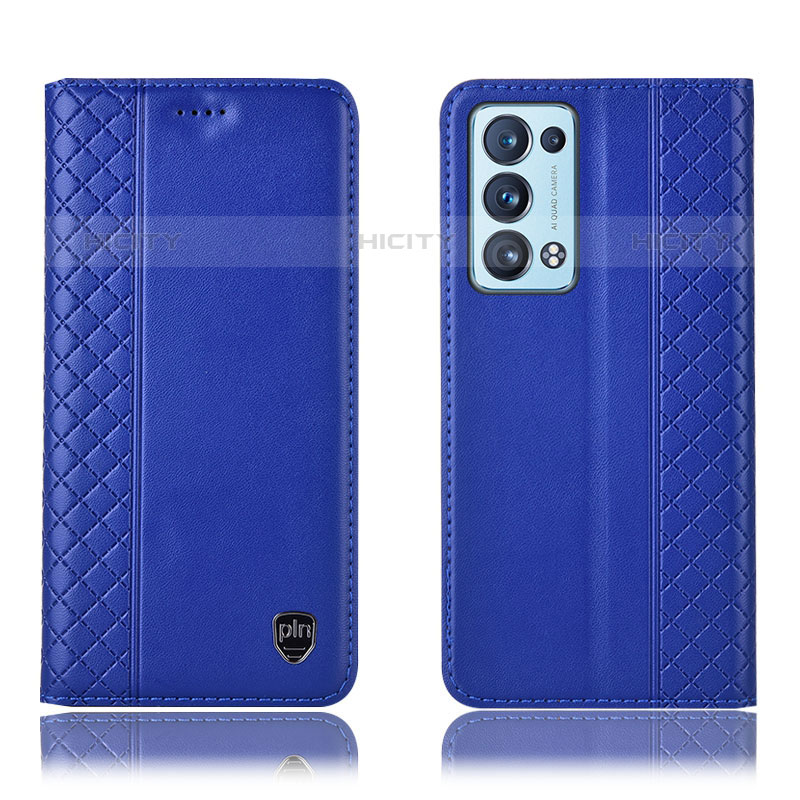 Handytasche Stand Schutzhülle Flip Leder Hülle H10P für Oppo Reno6 Pro 5G Blau