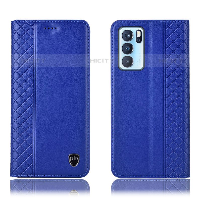 Handytasche Stand Schutzhülle Flip Leder Hülle H10P für Oppo Reno6 Pro 5G India Blau Plus