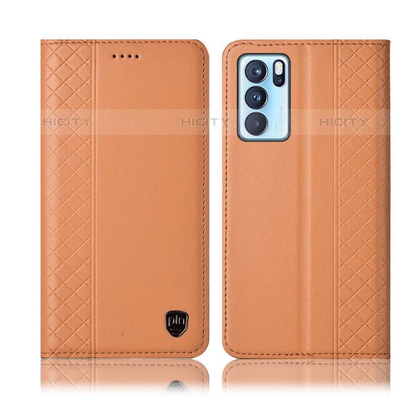 Handytasche Stand Schutzhülle Flip Leder Hülle H10P für Oppo Reno6 Pro 5G India Orange