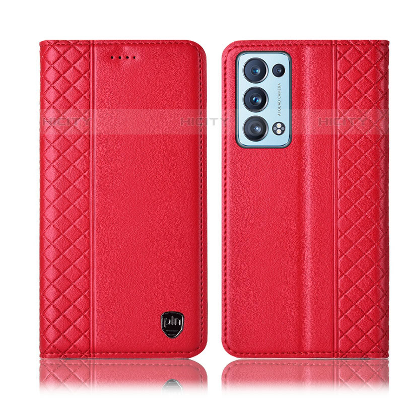 Handytasche Stand Schutzhülle Flip Leder Hülle H10P für Oppo Reno6 Pro+ Plus 5G Rot