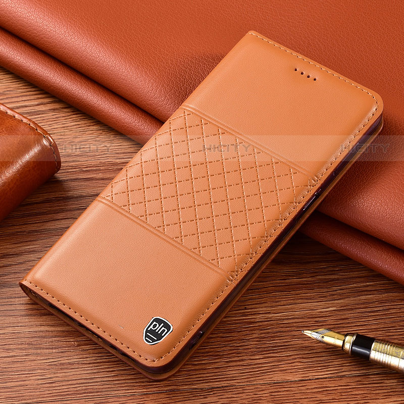 Handytasche Stand Schutzhülle Flip Leder Hülle H10P für Samsung Galaxy S22 Ultra 5G Orange