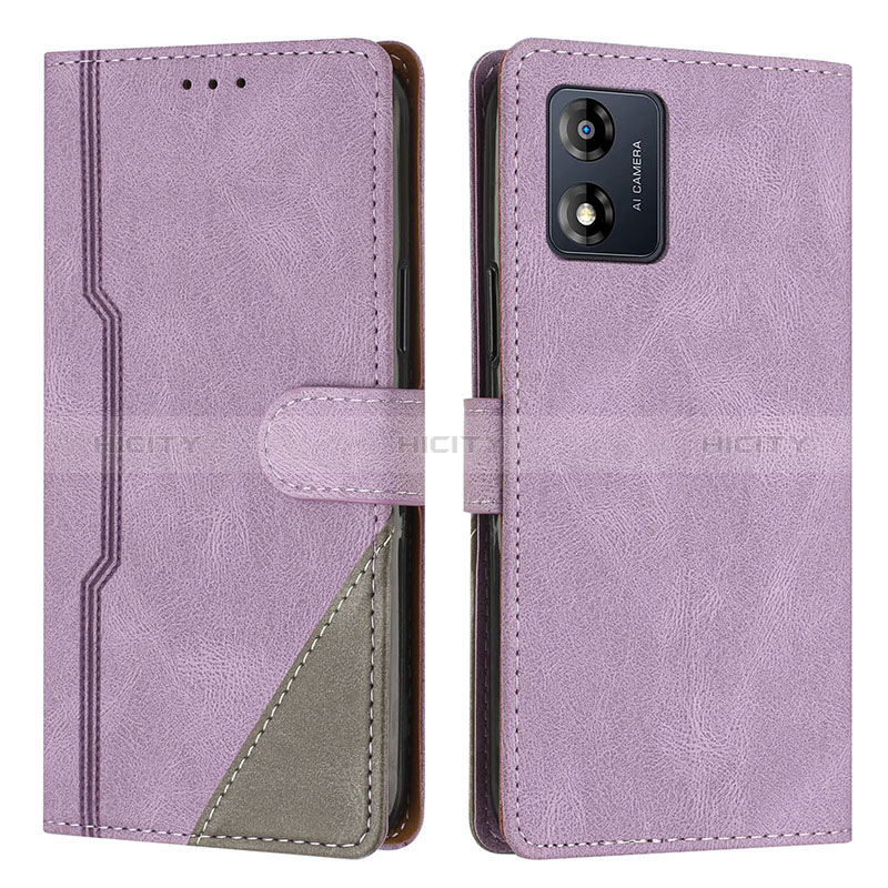 Handytasche Stand Schutzhülle Flip Leder Hülle H10X für Motorola Moto E13 Violett