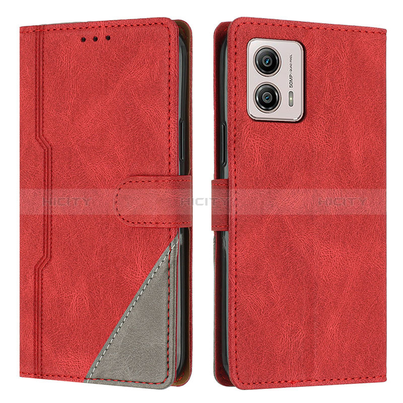 Handytasche Stand Schutzhülle Flip Leder Hülle H10X für Motorola Moto G53 5G Rot Plus