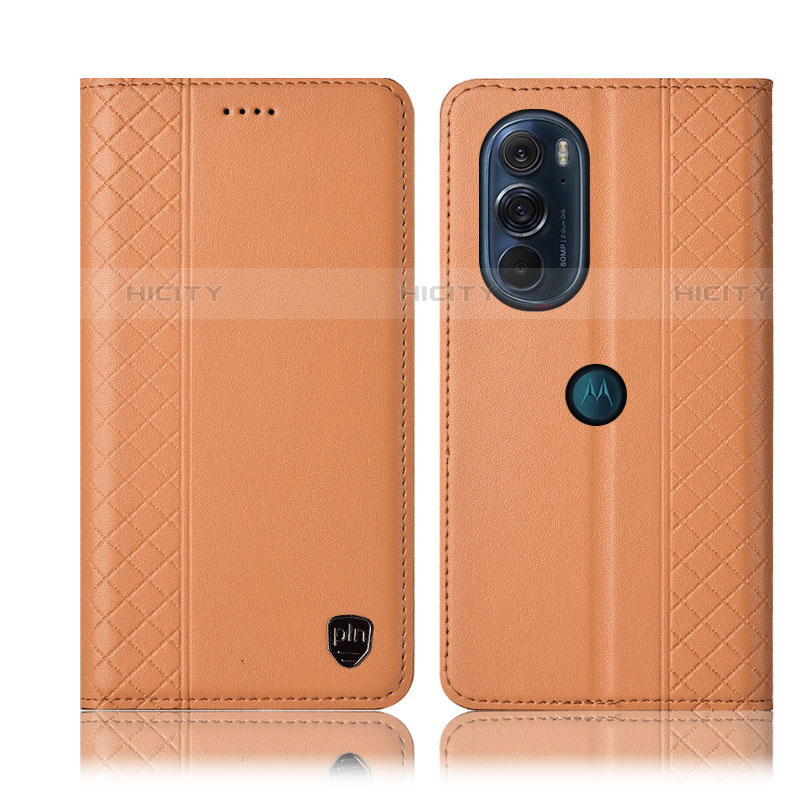 Handytasche Stand Schutzhülle Flip Leder Hülle H11P für Motorola Moto Edge Plus (2022) 5G Orange