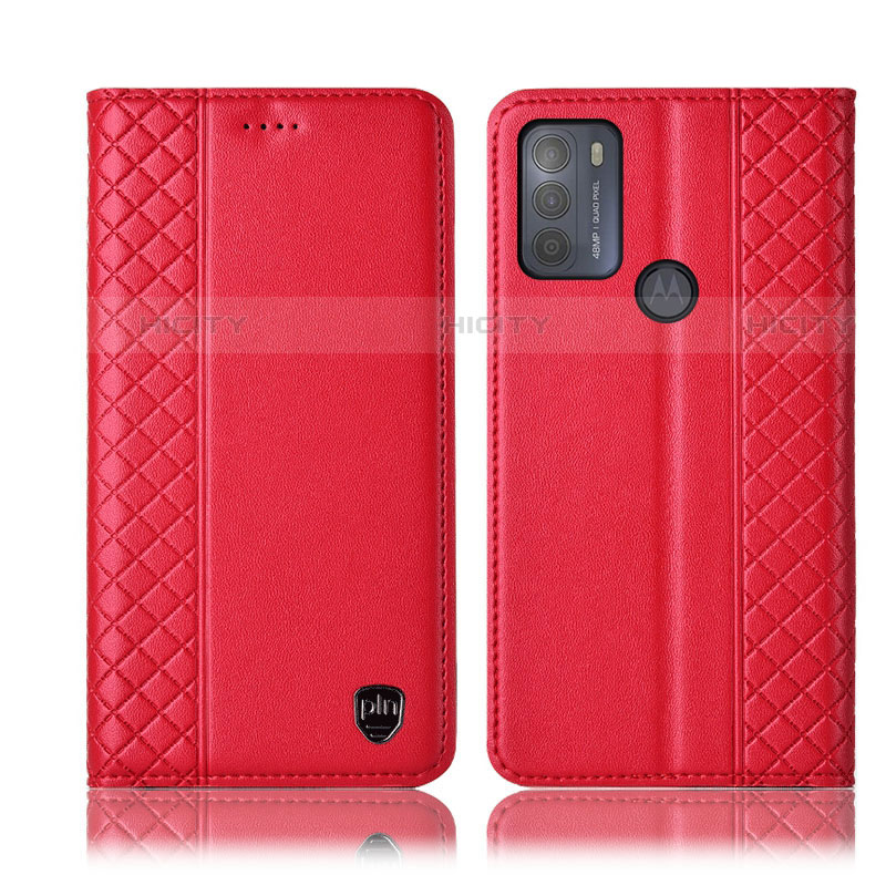 Handytasche Stand Schutzhülle Flip Leder Hülle H11P für Motorola Moto G50 Rot