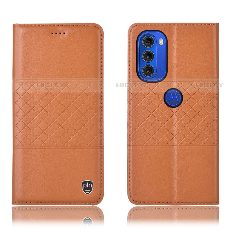 Handytasche Stand Schutzhülle Flip Leder Hülle H11P für Motorola Moto G51 5G Orange Plus