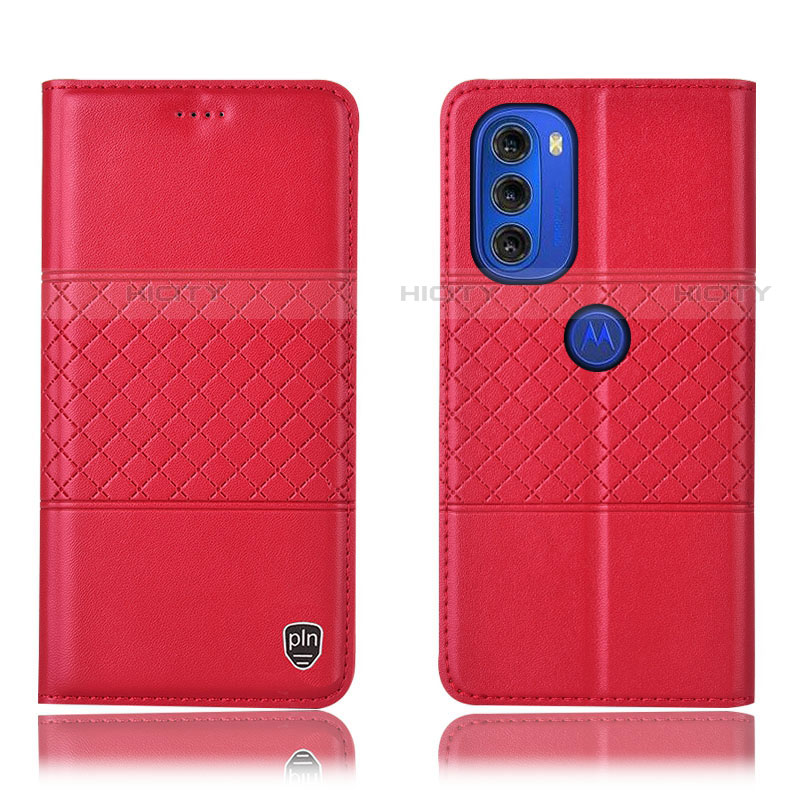 Handytasche Stand Schutzhülle Flip Leder Hülle H11P für Motorola Moto G51 5G Rot Plus