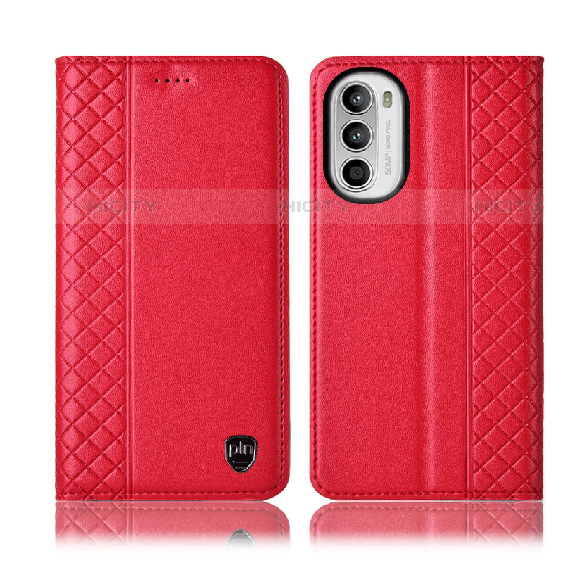 Handytasche Stand Schutzhülle Flip Leder Hülle H11P für Motorola MOTO G52 Rot