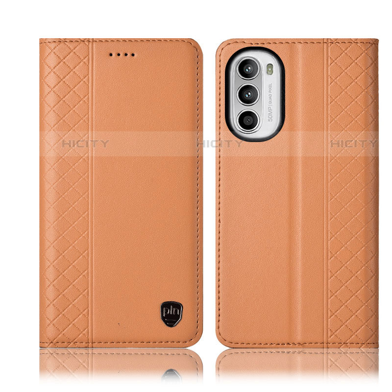 Handytasche Stand Schutzhülle Flip Leder Hülle H11P für Motorola Moto G71s 5G Orange